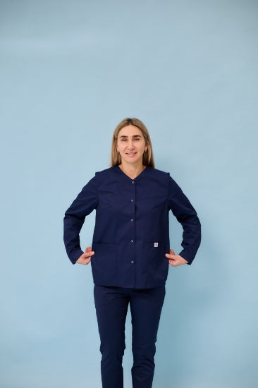  Зображення Жіноча медична куртка із довгим рукавом "Кері". Колір Темно-синій 